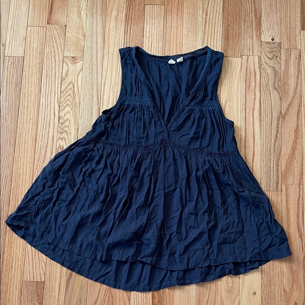 Melrose and Market Sleeveless Babydoll Peasant Top Womens Medium Blue Romantic